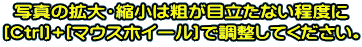 �ʐ^�̊g��E�k���͑e���ڗ����Ȃ����x�� [Ctrl]+[�}�E�X�z�C�[��]�Œ������Ă��������B